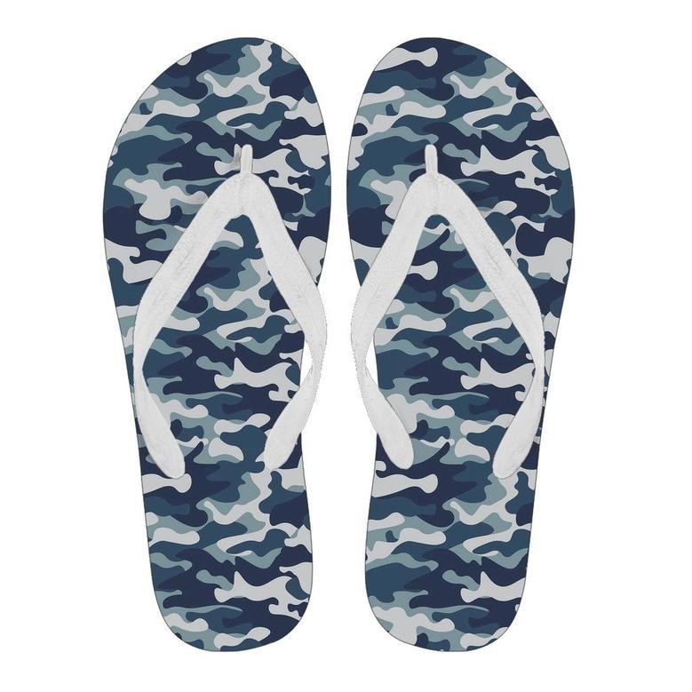 Navy Military Camouflage Camo Pattern Print Men & Women Flip Flops