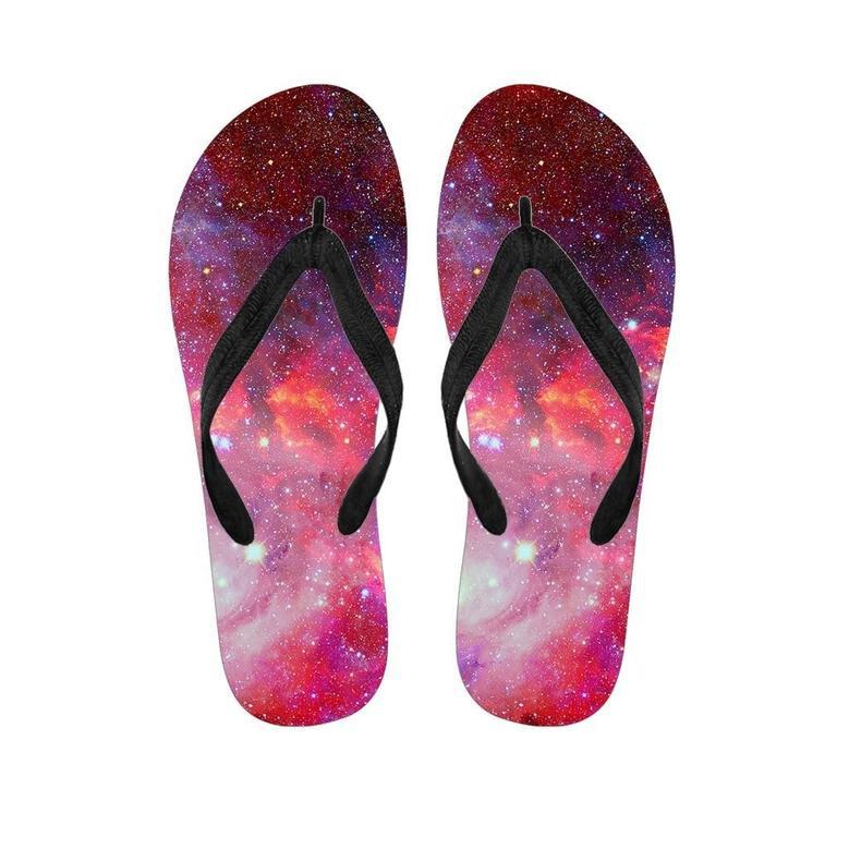 Nebula Red Galaxy Space Men's Flip Flops