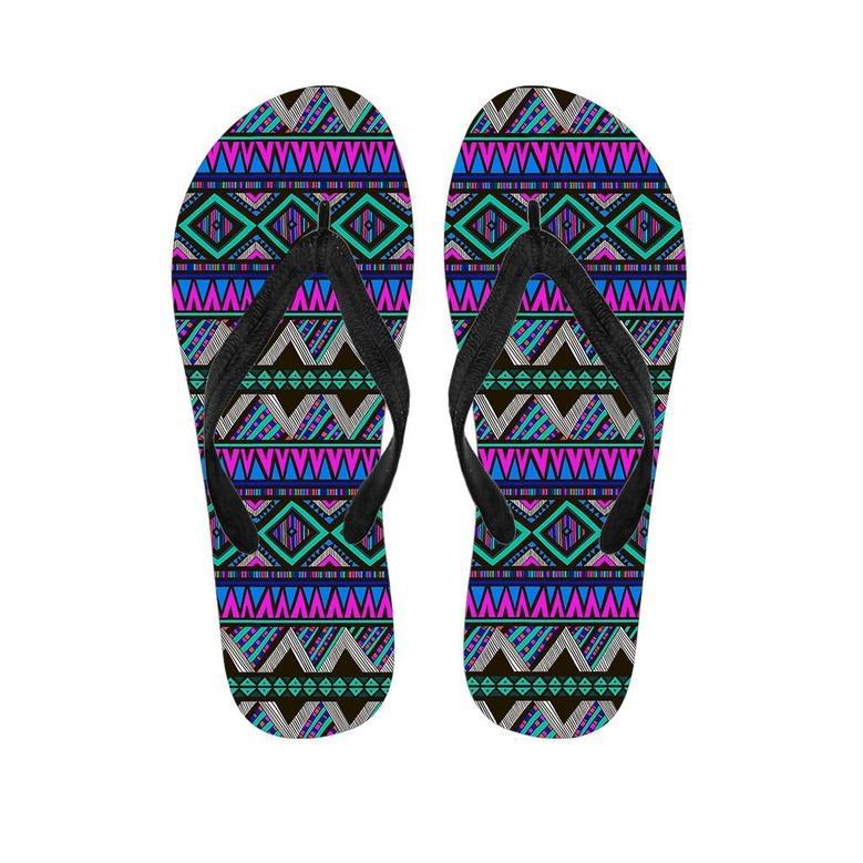 Neon Color Indian Aztec Trippy Men's Flip Flops