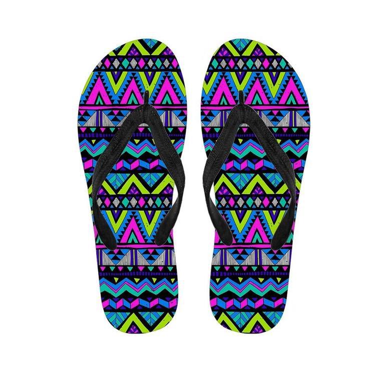 Neon Indian Aztec Doodle Men's Flip Flops