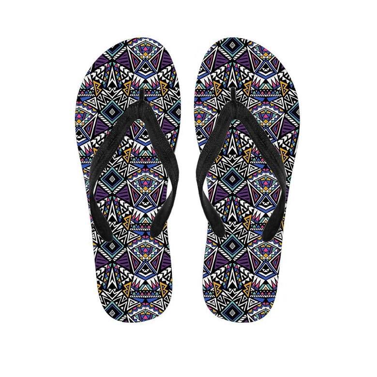 Neon Indian Aztec Triangles Abstract Geometric Art Men's Flip Flops