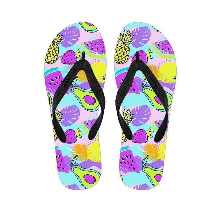 Neon Mix Fruit Pineapple Hawaiian Print Men's Flip Flops