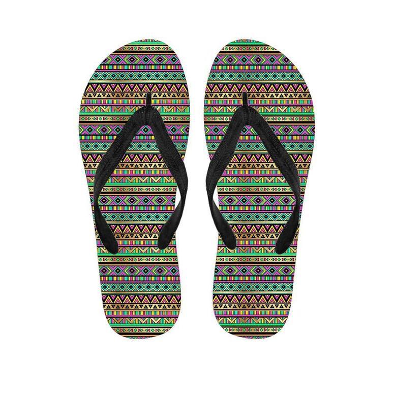 Neon Multicolor Ethic Aztec Aztec Grunge Geometric Print Men's Flip Flops