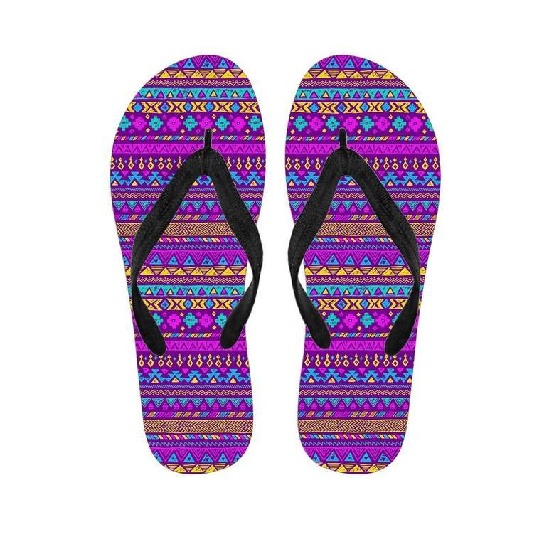 Neon Multicolor Ethic Aztec Doodle Print Men's Flip Flops