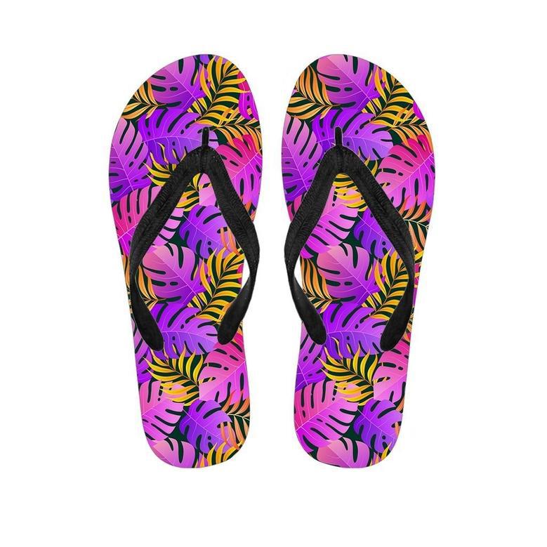 Neon Palm Leaf Edm Print Men's Flip Flops