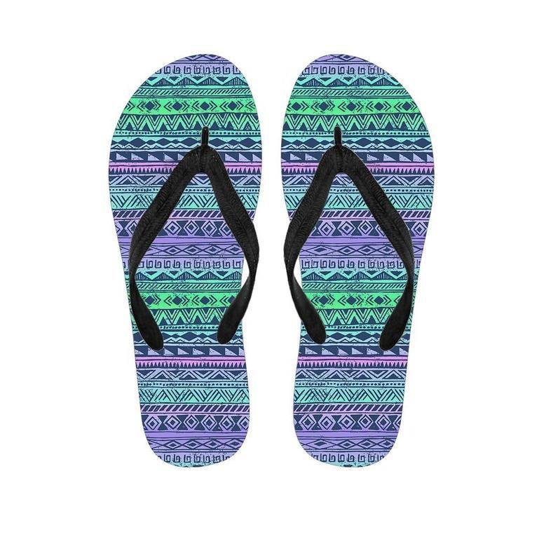 Neon Tribal Aztec Hand Drawn Men's Flip Flops