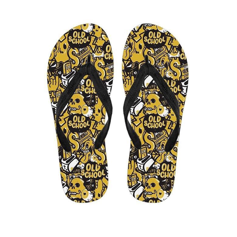 Old School Hiphop Print Men's Flip Flops