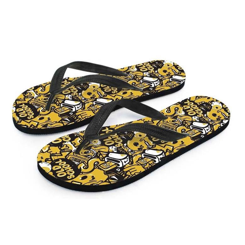 Old School Hiphop Print Men's Flip Flops