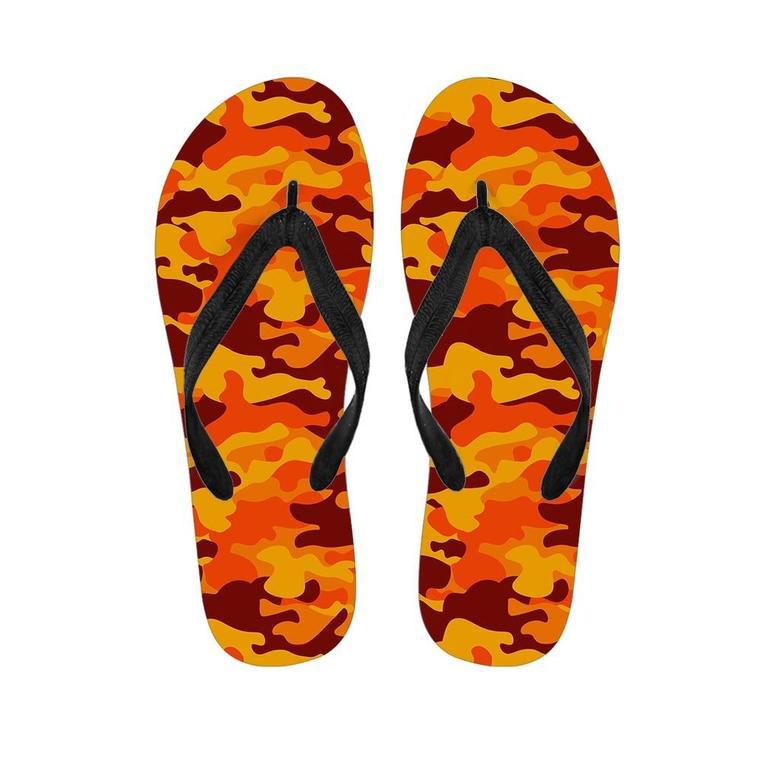 Orange Camo Print Men's Flip Flops