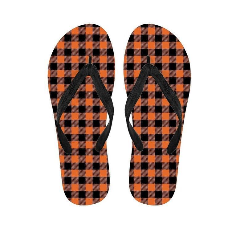 Orange Plaid Men's Flip Flops