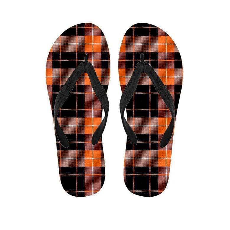 Orange Plaid Tartan Men's Flip Flops