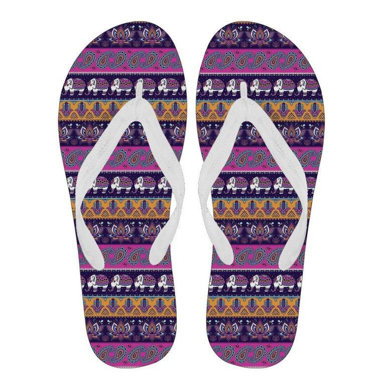 Paisleys Elephant Pattern Print Men & Women Flip Flops