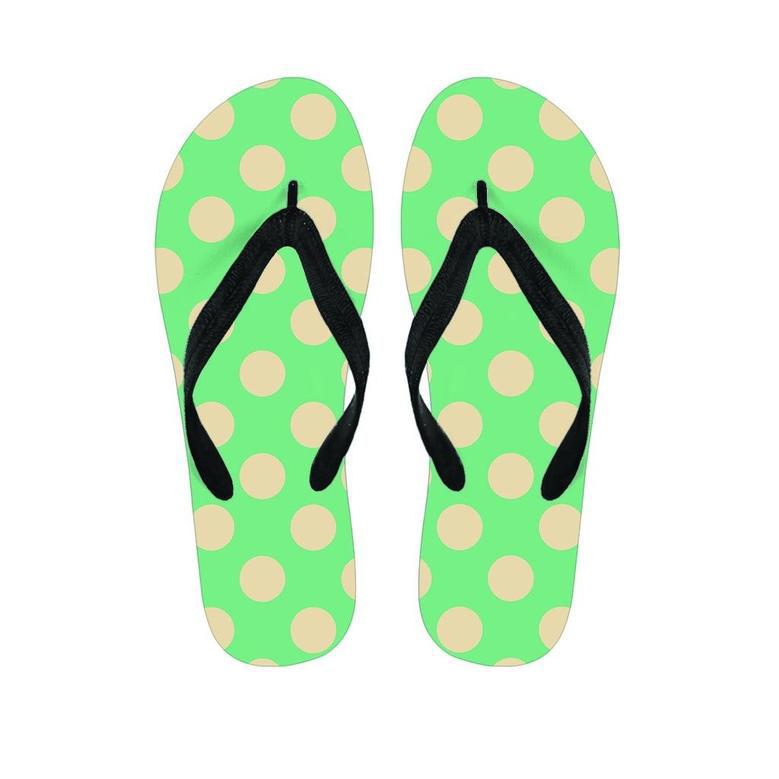 Pale Green Polka Dot Men's Flip Flops