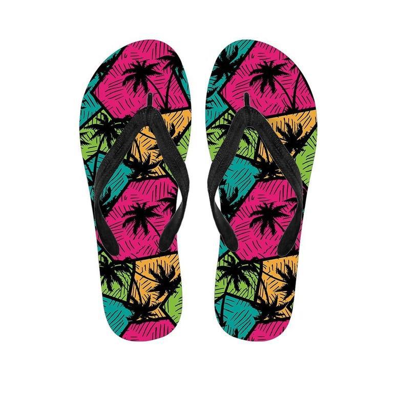 Palm Leaf Hawaiian Print Pattern Men's Flip Flops