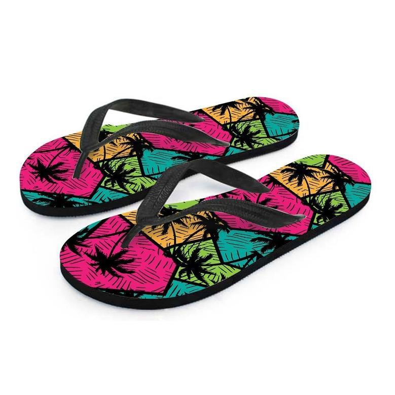 Palm Leaf Hawaiian Print Pattern Men's Flip Flops