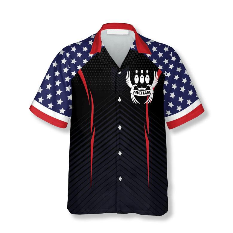 Patriotic American Flag Eagle Custom Bowling Hawaiian Shirt, Flag USA Bowling Hawaiian Shirt