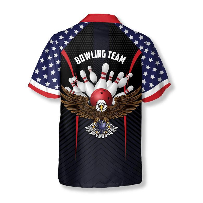 Patriotic American Flag Eagle Custom Bowling Hawaiian Shirt, Flag USA Bowling Hawaiian Shirt