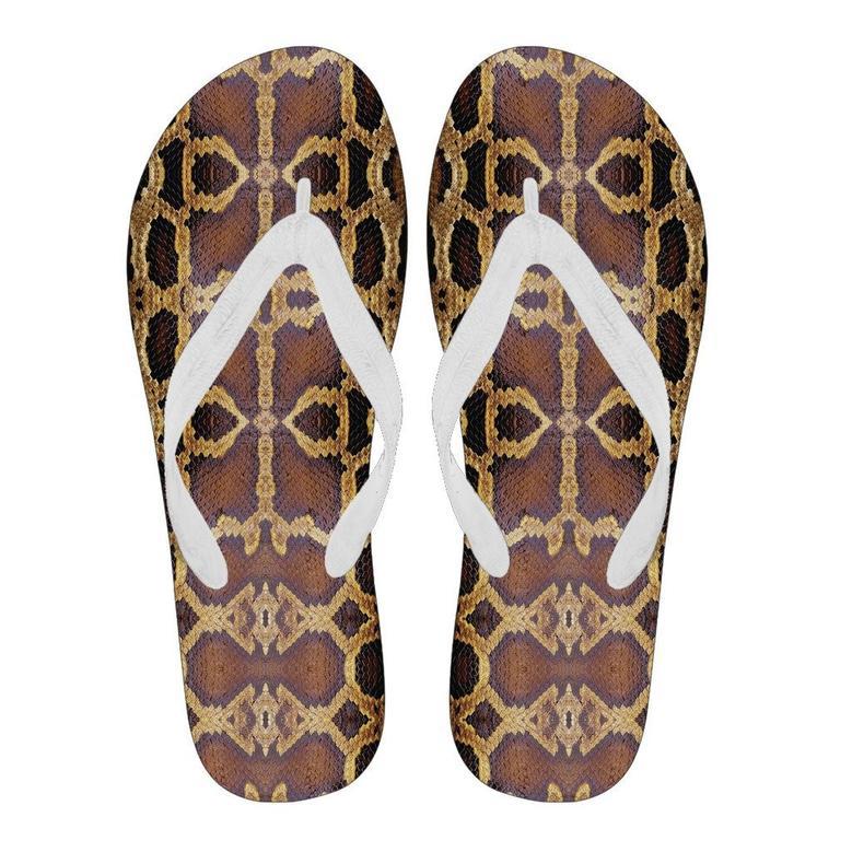 Pattern Print Snakeskin Python Skin Men & Women Flip Flops