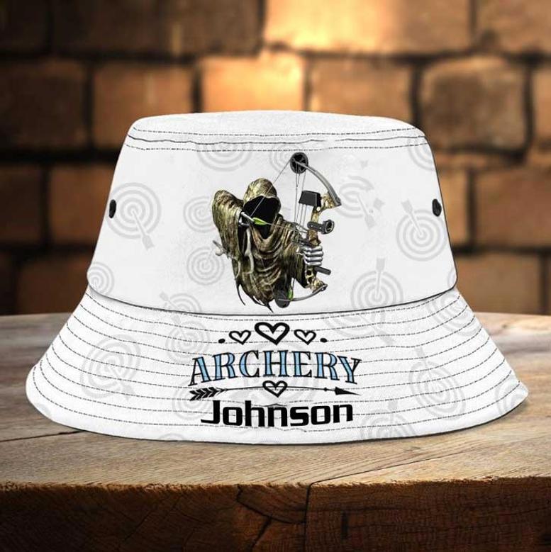 Personalized Archery Bucket Hat for Women, Men, Custom Name Archery Girl, Archery Boy Hat