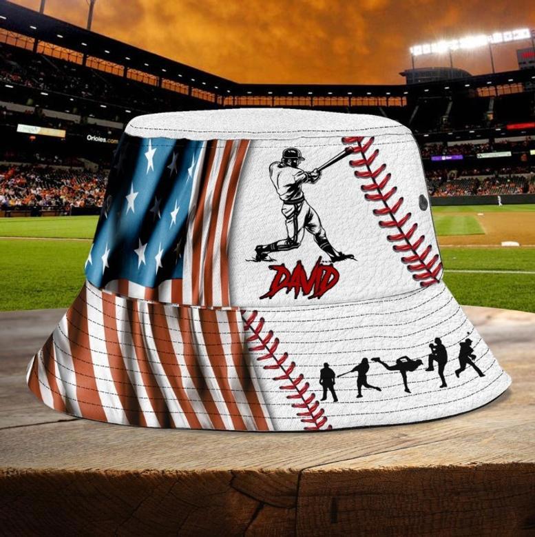 Personalized Baseball Bucket Hat for Baseball Players Team Gift for Men, Son, Dad