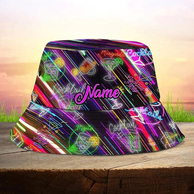 Personalized Colorful Cocktail Bucket Hat for Men, Women, Cocktail Party Headwear Bucket Hats