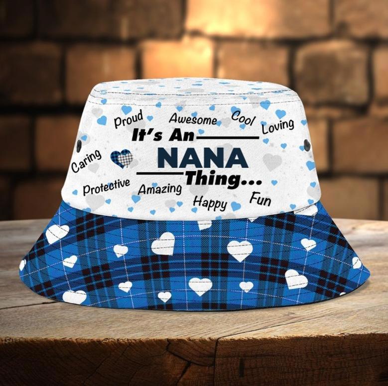 Personalized Grandma Bucket Hat Sweethearts, It's Nana Thing, Gift for Mom, Mimi, Nana