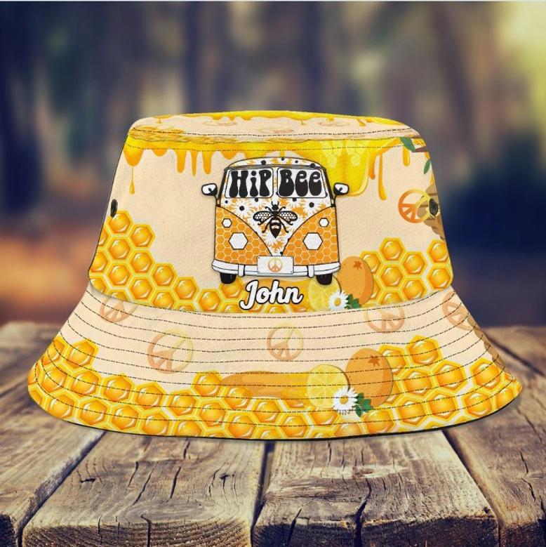 Personalized Honey Bee Custom Name Farmers, Husband Bee Bucket Hat