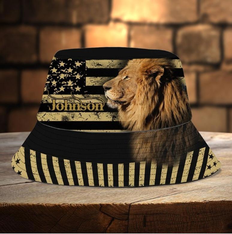 Personalized Lion Queen, Lion King Bucket Hat for Women, Men US Flag Hat