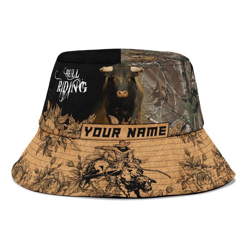 Personalized Name Bull Riding Bucket Hat for Men, American Bull Rider Hat