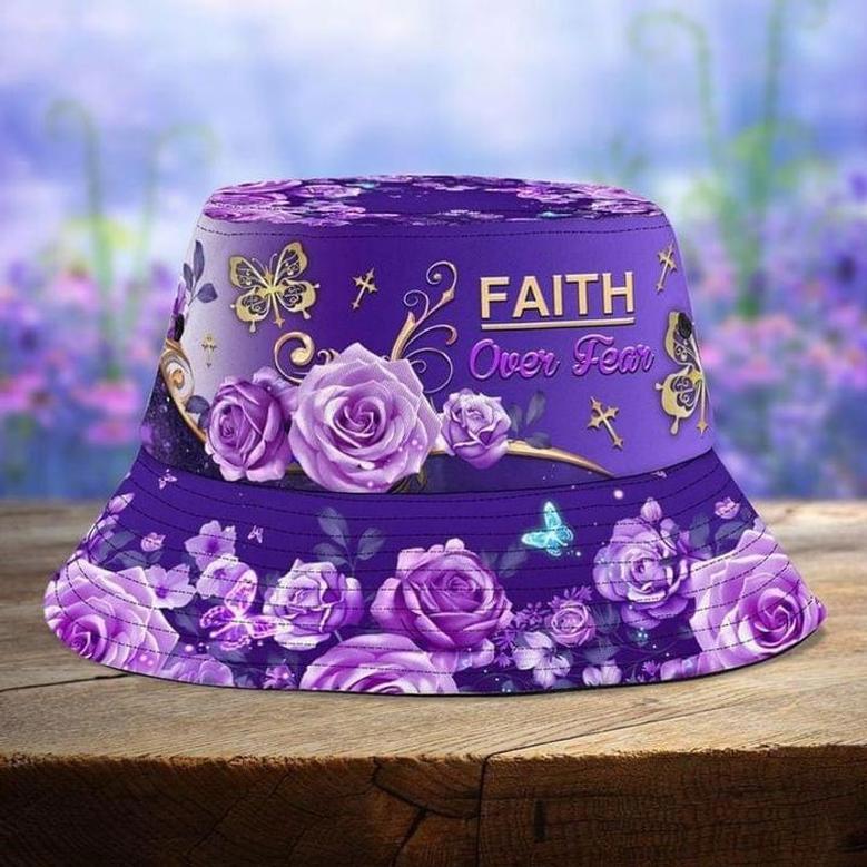 Personalized Purple Floral Butterfly Bucket Hat Memories Matter Awareness Gift for Women, Girl, Her