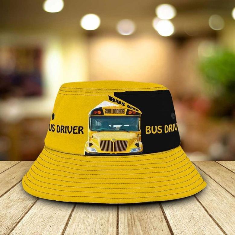 Personalized School Bus Bucket Hat, Gift For School Bus Drivers Bucket Hat for Men, Him