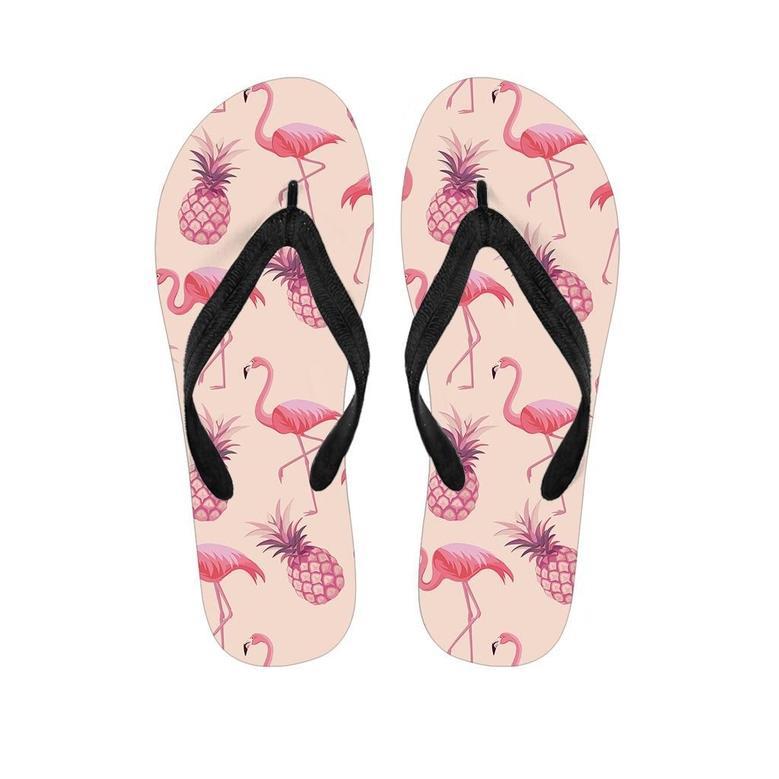 Pineapple Flamingo Print Men's Flip Flops