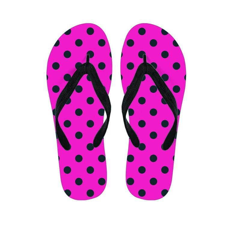 Pink And Black Polka Dot Men's Flip Flops