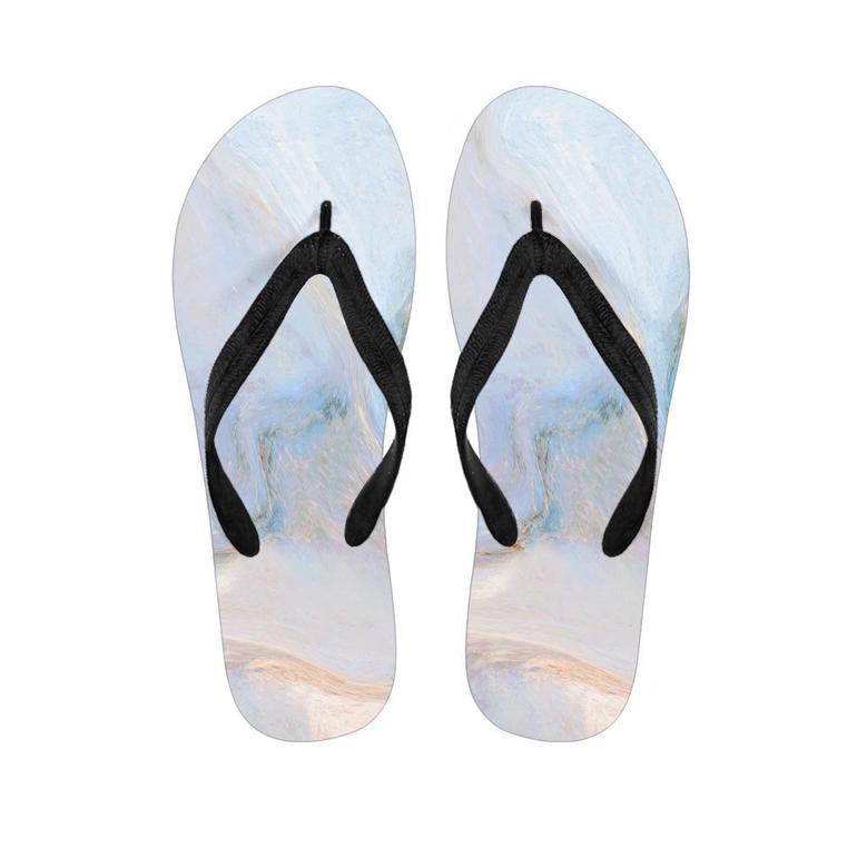 Pink Beige Marble Men's Flip Flops