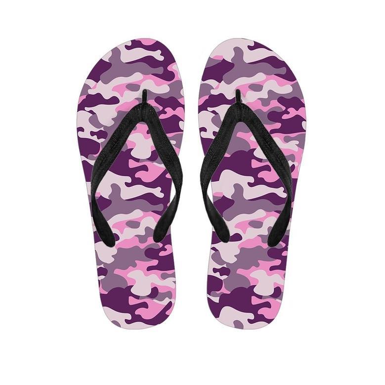 Pink Camouflage Print Men's Flip Flops