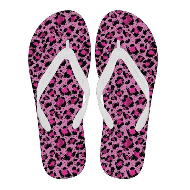 Pink Cheetah Leopard Pattern Print Men & Women Flip Flops