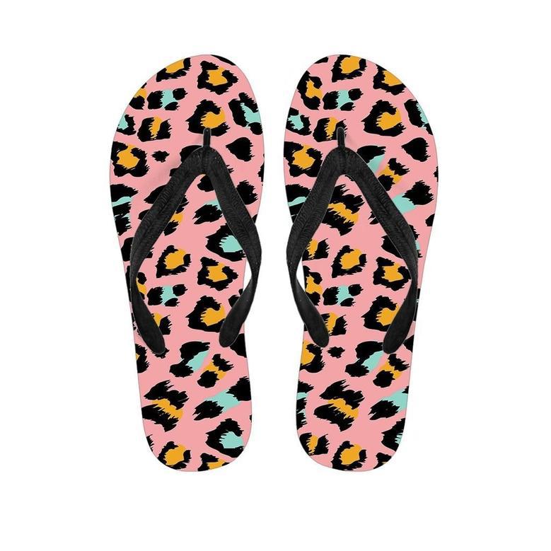 Pink Cheetah Print Men's Flip Flops