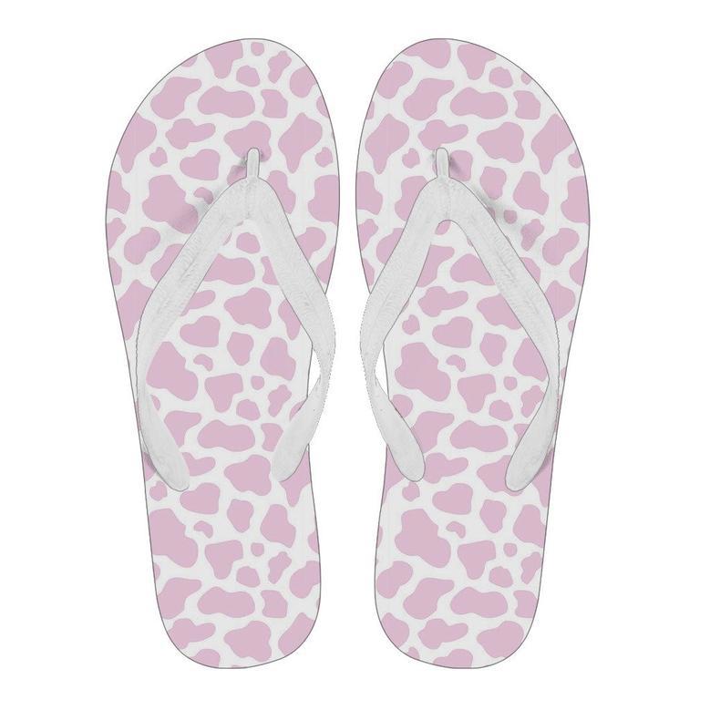 Pink Cow Pattern Print Men & Women Flip Flops