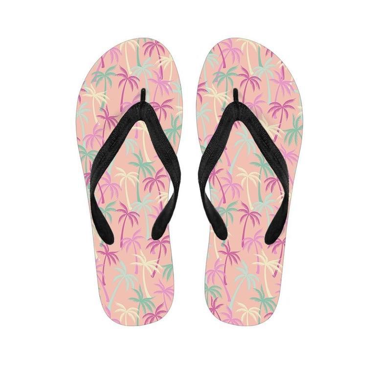 Pink Palm Tree Hawaiian Print Men's Flip Flops