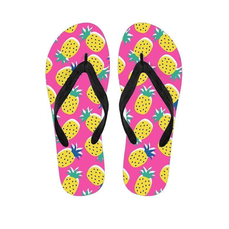 Pink Pineapple Print Men's Flip Flops