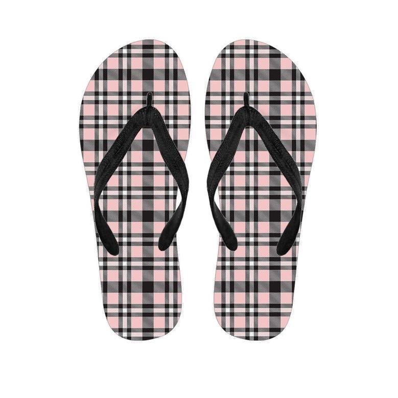 Pink Plaid Tartan Men's Flip Flops