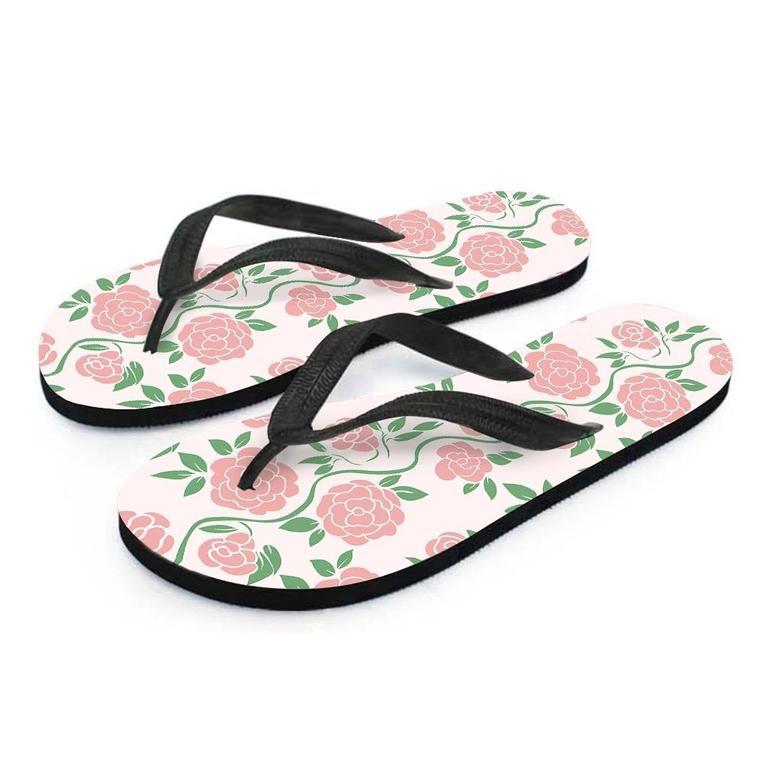 Pink Rose Flower Men's Flip Flops