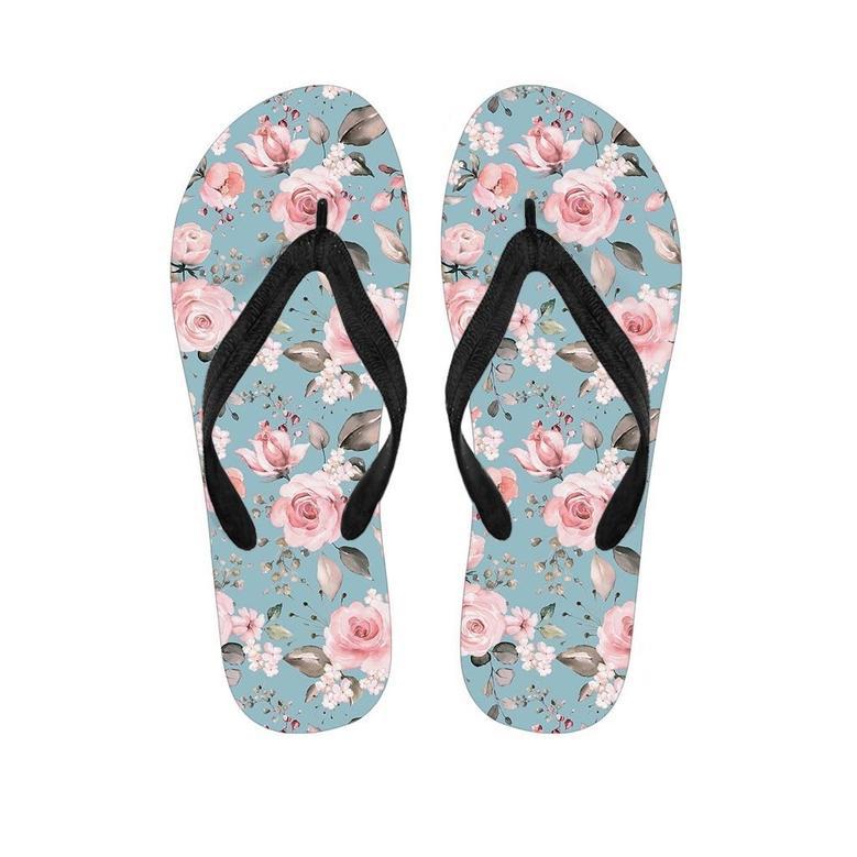 Pink Rose Flower Print Men's Flip Flops