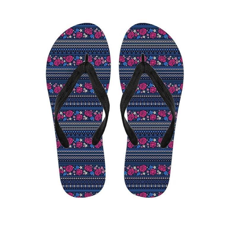 Pink Rose Tribal Aztec Men's Flip Flops