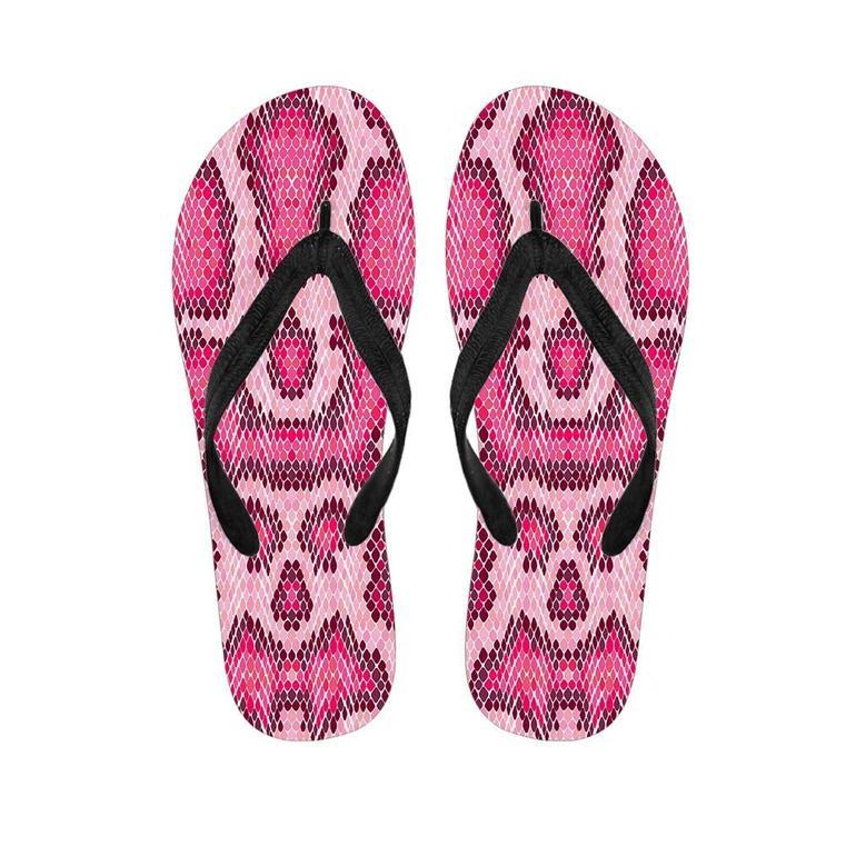 Pink Snakeskin Print Men's Flip Flops