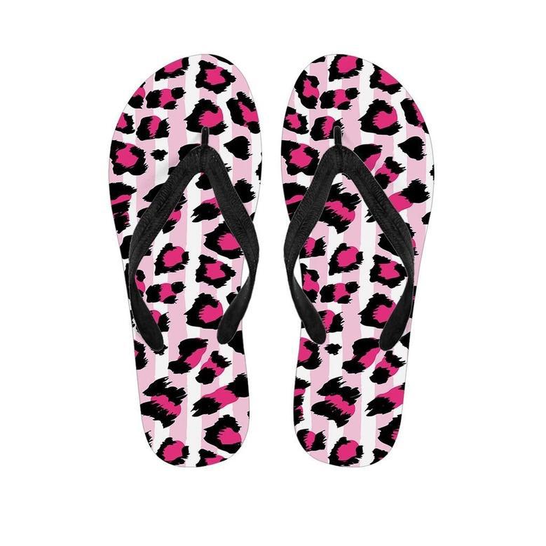 Pink Striped Leopard Men's Flip Flops