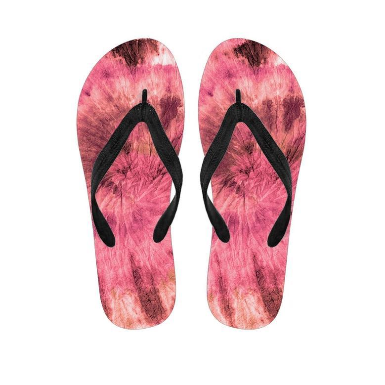 Pink Tie Dye Print Men's Flip Flops