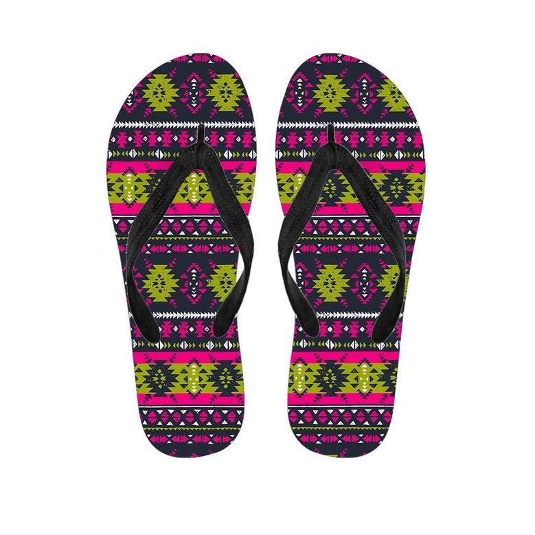 Pink Tribal Aztec Grunge Men's Flip Flops