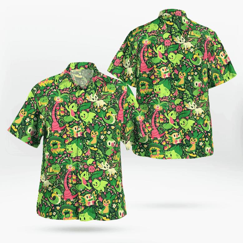 PKM Green Color Hawaii Shirt, Funny Poke M Green Color Hawaiian Shirt Summer Outfit for Men, Women, Beach Shirt for Fans