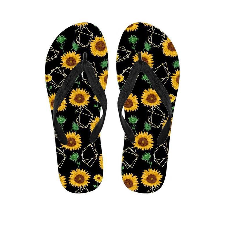 Polygonal Sunflower Men's Flip Flops